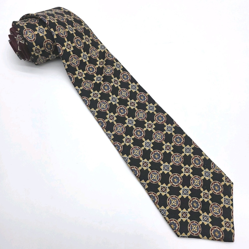 Tommy Hilfiger Geometric Printed Pure Silk Men's‎ Tie Made In Italy Classic